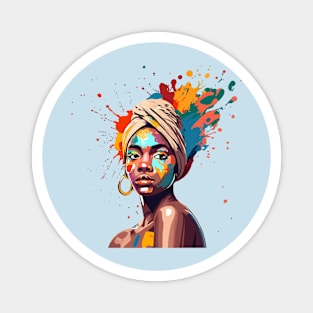 Afrocentric Woman Multicolored Painting Magnet